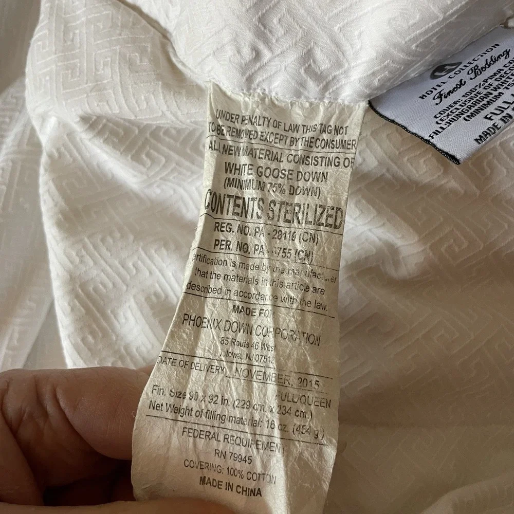 Hotel‎ Collection Hungarian Down Quilted Comforter Full/Queen White Pima Cotton